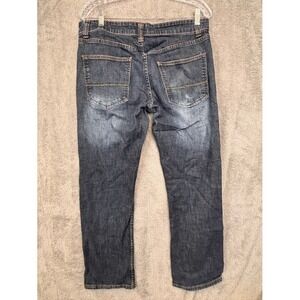 A&I Modern Straight‎ Mens Jeans Dark Wash Denim Blue 32x28 Whiskered Casual